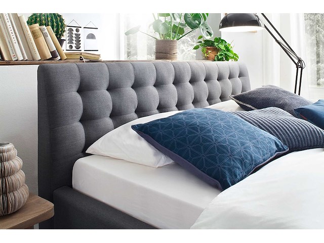 Gestoffeerd bed camille 180x200 - grijs - afbeelding 2 van  3