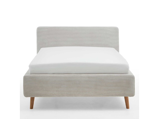Gestoffeerd bed madras 140x200cm ribfluweel - beige - afbeelding 2 van  3