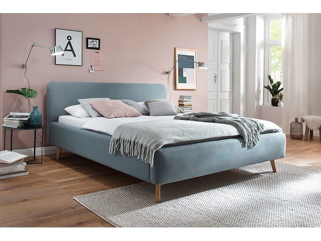 Gestoffeerd bed tony 160x200 - ijsblauw - afbeelding 1 van  2