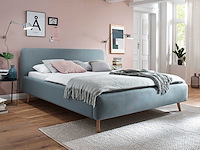 Gestoffeerd bed tony 160x200 - ijsblauw