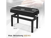 Gestoffeerde en verstelbare zwarte pianobank met opbergruimte - afbeelding 4 van  7