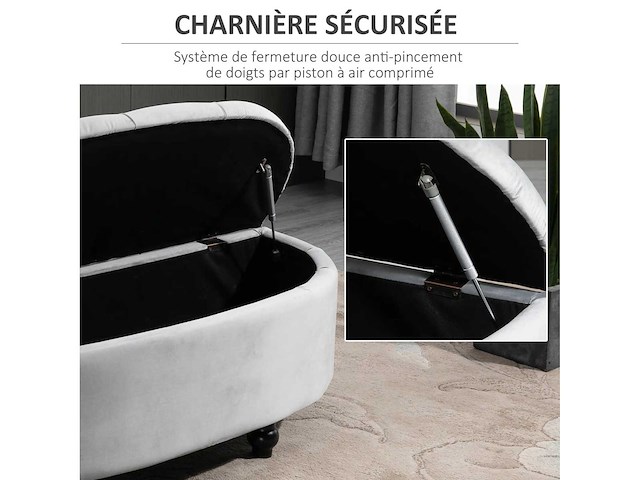 Gestoffeerde opbergdoos met halve cirkelvormige kant van het bed - afbeelding 6 van  9