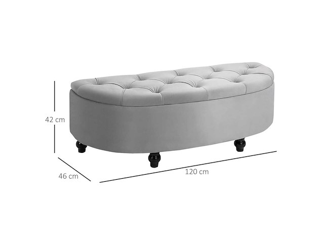 Gestoffeerde opbergdoos met halve cirkelvormige kant van het bed - afbeelding 4 van  9