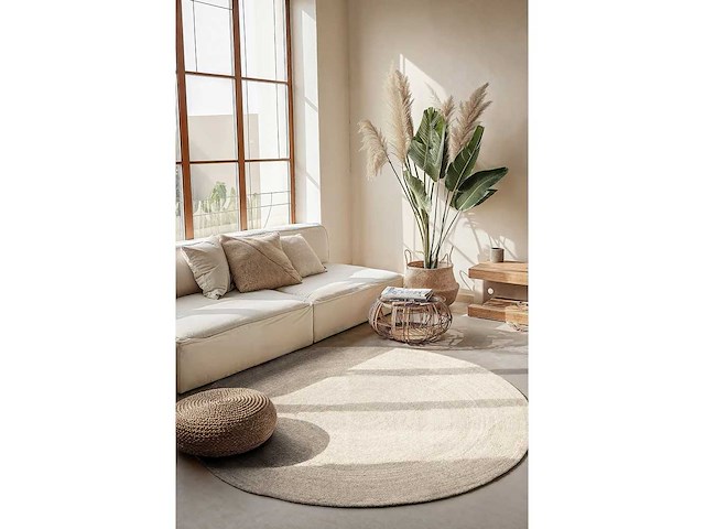 Gevlochten tapijt - crème diameter 200 cm - afbeelding 1 van  6