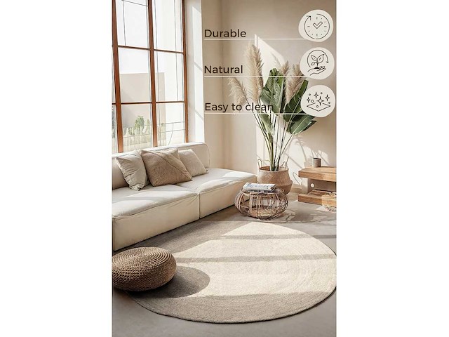 Gevlochten tapijt - crème diameter 200 cm - afbeelding 5 van  6
