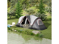 Gezinskampeertent voor 6 personen, lichtgewicht, geventileerd, muskietennet en draagtas inbegrepen, donkergrijs polyester - afbeelding 1 van  5