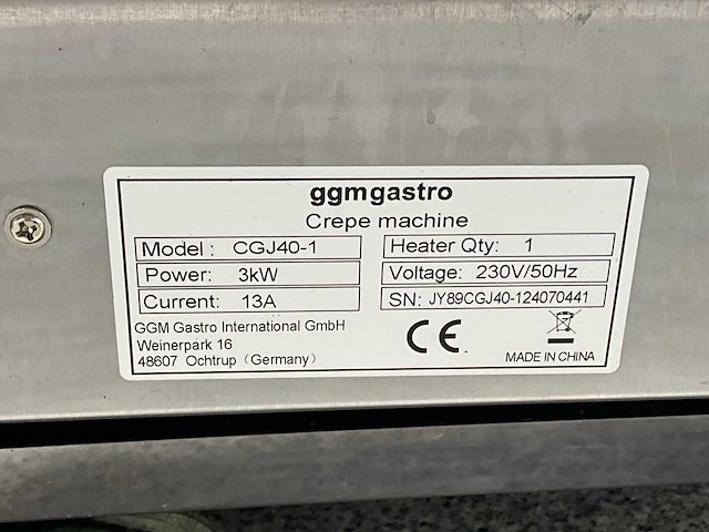 Ggm gastro cgj40-1 crepe machine - afbeelding 3 van  3