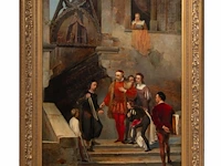 Giulio carlini (1830-1887), the venetian master presenting his work, 1851, oil on canvas 98 x 75 cm. (38.57 x 29.53 in.), frame: 121 x 98 cm. (47.64 x 38.57 in.)