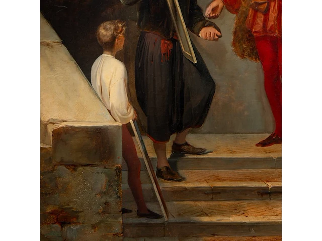 Giulio carlini (1830-1887), the venetian master presenting his work, 1851, oil on canvas 98 x 75 cm. (38.57 x 29.53 in.), frame: 121 x 98 cm. (47.64 x 38.57 in.) - afbeelding 7 van  8