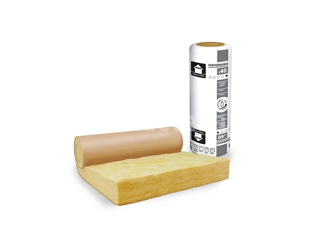 Glaswol 100mm zolder 40 r:2,5 - 8m x 1,2m - kraftrol: 50 m² - afbeelding 1 van  6