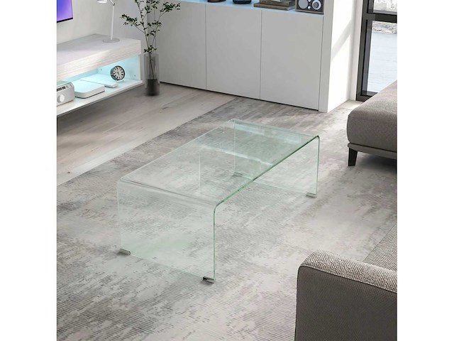 Glazen salontafel moderne stijl gehard glazen rechthoekige salontafel met veilige heldere afgeronde randen - afbeelding 1 van  6