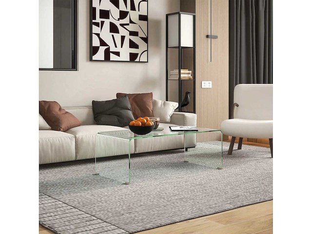 Glazen salontafel moderne stijl gehard glazen rechthoekige salontafel met veilige heldere afgeronde randen - afbeelding 6 van  6