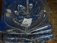 Glazen serveerschotel met bloemenmotief - afbeelding 1 van  2