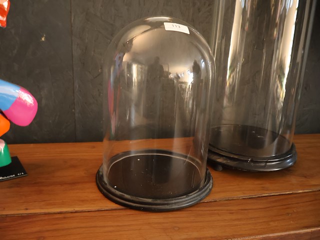 Glazen stolp op voet (x2) - afbeelding 2 van  3