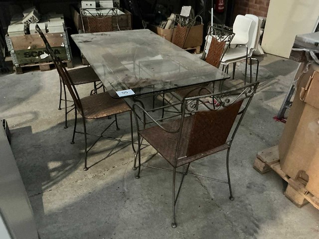 Glazen tafel met 6 stoelen - afbeelding 1 van  9