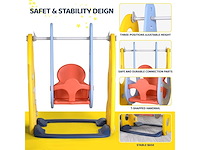 Glij- en swing, 3-in-1 glijbaan met swing & basketbalring en klimladder - afbeelding 1 van  4