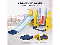 Glij- en swing, 3-in-1 glijbaan met swing & basketbalring en klimladder - afbeelding 2 van  4
