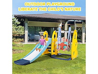 Glij- en swing, 3-in-1 glijbaan met swing & basketbalring en klimladder - afbeelding 4 van  4