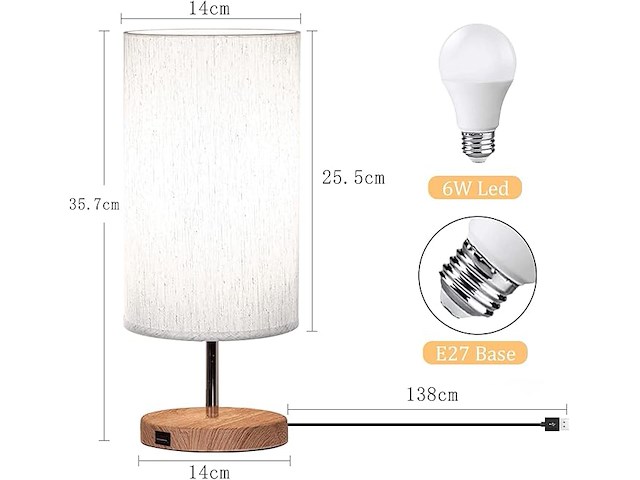 Gluroo usb -nachtkastlamp (set van 2) - afbeelding 2 van  5