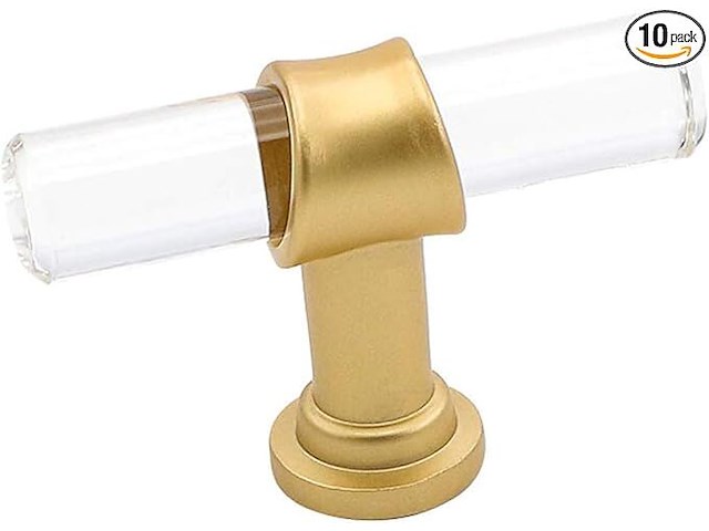 Goldenwarm 10-delige set geborsteld messing kastknoppen - afbeelding 1 van  3