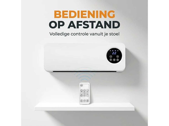 Golermo - 2-in-1 ventilator en verwarming 2000w – wandgemonteerde ventilatorkachel met timer, thermostaat en afstandsbediening – energiezuinig model (2x) - afbeelding 5 van  9