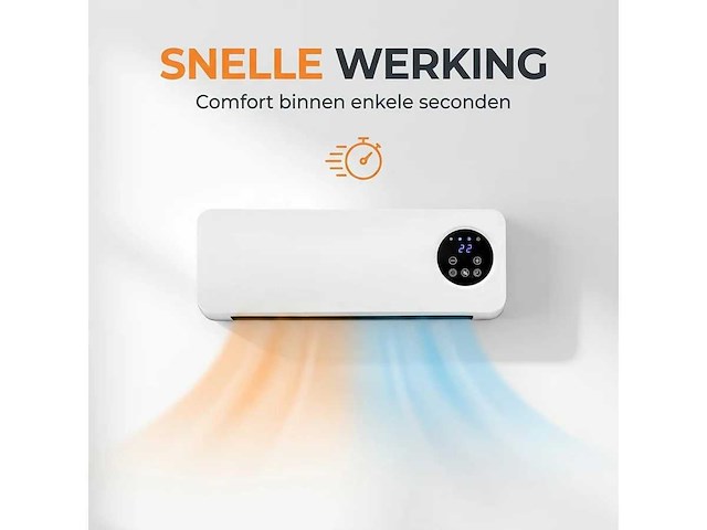 Golermo - 2-in-1 ventilator en verwarming 2000w – wandgemonteerde ventilatorkachel met timer, thermostaat en afstandsbediening – energiezuinig model (10x) - afbeelding 3 van  9