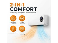 Golermo - 2-in-1 ventilator en verwarming 2000w – wandgemonteerde ventilatorkachel met timer, thermostaat en afstandsbediening – energiezuinig model (10x) - afbeelding 7 van  9