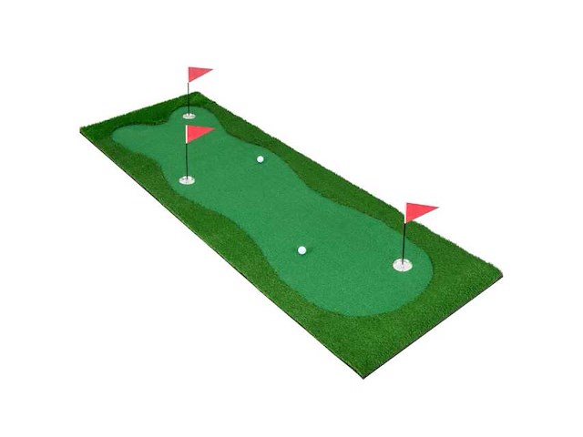 Golf trainingsmat met groen kunstgras voor thuis - afbeelding 1 van  5