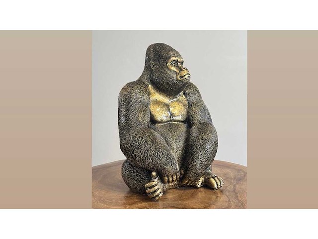 Gorilla zit goud h23cm - afbeelding 2 van  2