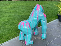 Gorille origami h130cm turquoise trash fuchsia - afbeelding 2 van  2