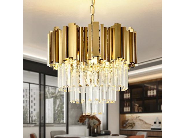 Gouden kristallen kroonluchter - afbeelding 1 van  5