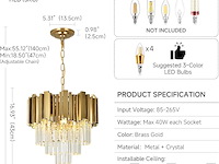 Gouden kristallen kroonluchter - afbeelding 2 van  5