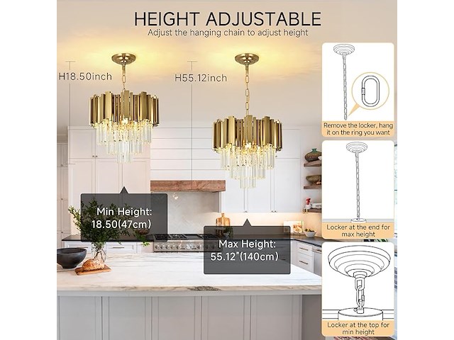 Gouden kristallen kroonluchter - afbeelding 3 van  5