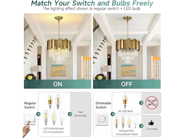 Gouden kristallen kroonluchter - afbeelding 4 van  5