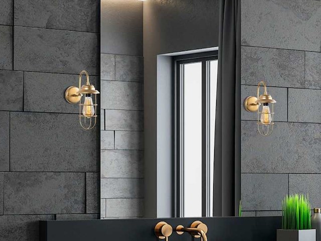 Gouden metalen wandlamp (x2) - afbeelding 1 van  9