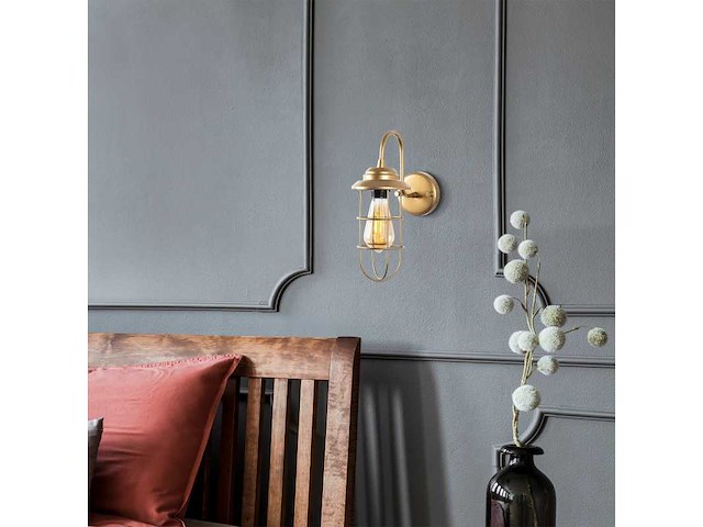 Gouden metalen wandlamp (x2) - afbeelding 2 van  9