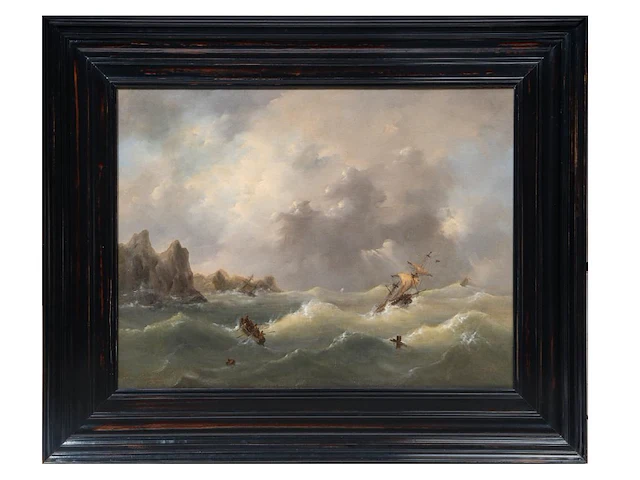 Govert van emmerik (1808-1882), sinking ships near a rocky shore, 1844, oil on canvas 55 x 71 cm. (21.64 x 27.94 in.), frame: 79 x 97 cm. (31.10 x 38.18 in.) - afbeelding 2 van  6