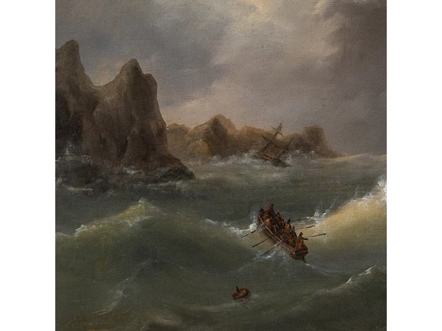 Govert van emmerik (1808-1882), sinking ships near a rocky shore, 1844, oil on canvas 55 x 71 cm. (21.64 x 27.94 in.), frame: 79 x 97 cm. (31.10 x 38.18 in.) - afbeelding 6 van  6