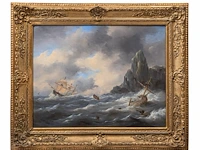 Govert van emmerik (1808-1882), sinking ships near a rocky shore, oil on canvas 59 x 74 cm. (23.23 x 29.12 in.), frame: 81 x 99 cm. (31.89 x 38.97 in.) - afbeelding 2 van  7