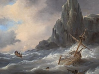 Govert van emmerik (1808-1882), sinking ships near a rocky shore, oil on canvas 59 x 74 cm. (23.23 x 29.12 in.), frame: 81 x 99 cm. (31.89 x 38.97 in.) - afbeelding 4 van  7