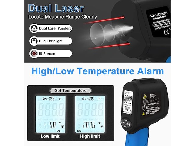 Goyerrnes laser infrarood thermometer - afbeelding 3 van  7
