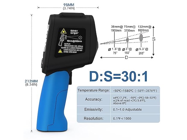 Goyerrnes laser infrarood thermometer - afbeelding 2 van  7