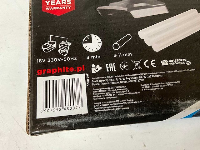 Graphite 58g040 lijmpistool 18v li-ion zonder accu - afbeelding 3 van  4