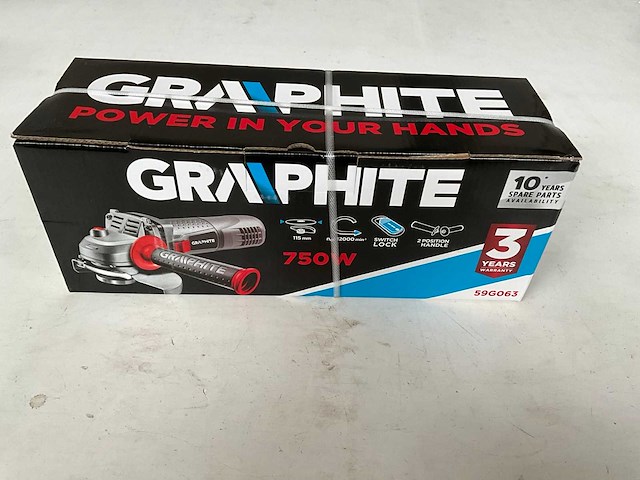 Graphite 59g063 haakse slijper 750w - afbeelding 1 van  3