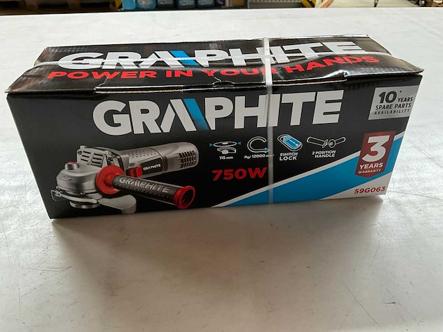 Graphite 59g063 haakse slijpmachine 750w - afbeelding 1 van  3