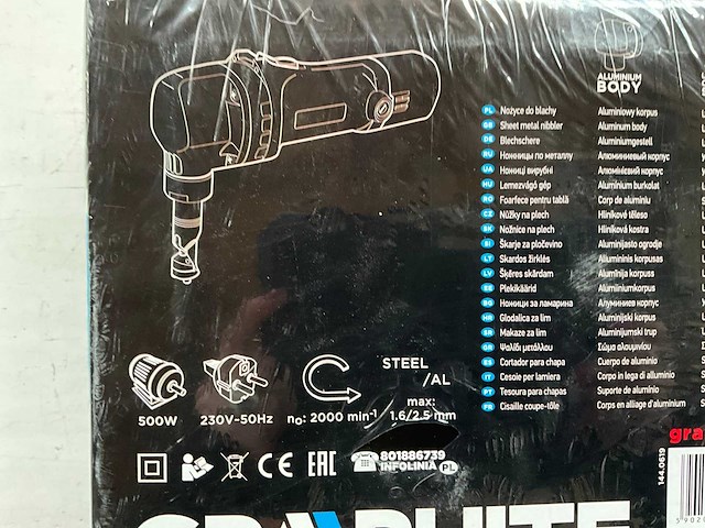 Graphite 59g401 knabbelschaar/platenschaar 500w in koffer - afbeelding 3 van  6