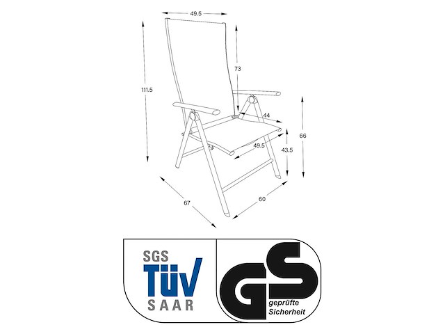 Green lounge 2 opvouwbare aluminium stoelen, ergonomisch gevormd, verstelbaar in 7 posities, ondersteunen tot 120 kg - afbeelding 7 van  8