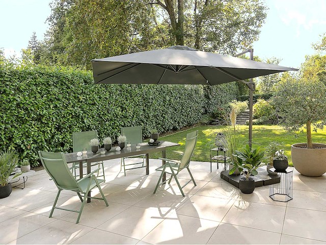 Green lounge tuintafel van aluminium, gs-gecertificeerd, uitschuifbaar van 160 tot 240 cm. - afbeelding 1 van  9
