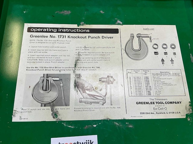 Greenlee hydraulische pons - afbeelding 5 van  5