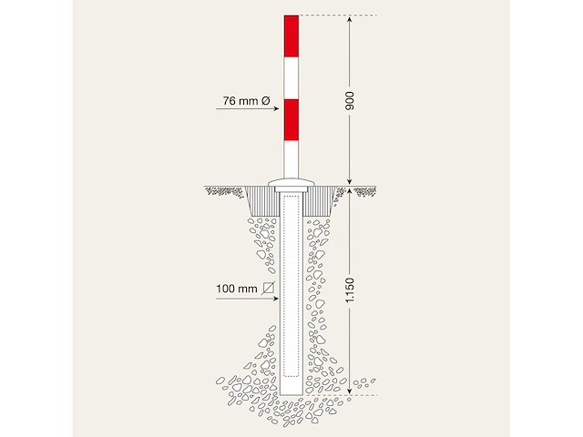 Grenspaal, warmgegalvaniseerd staal, handmatig verzonken voor beton, h 900 mm - afbeelding 5 van  6